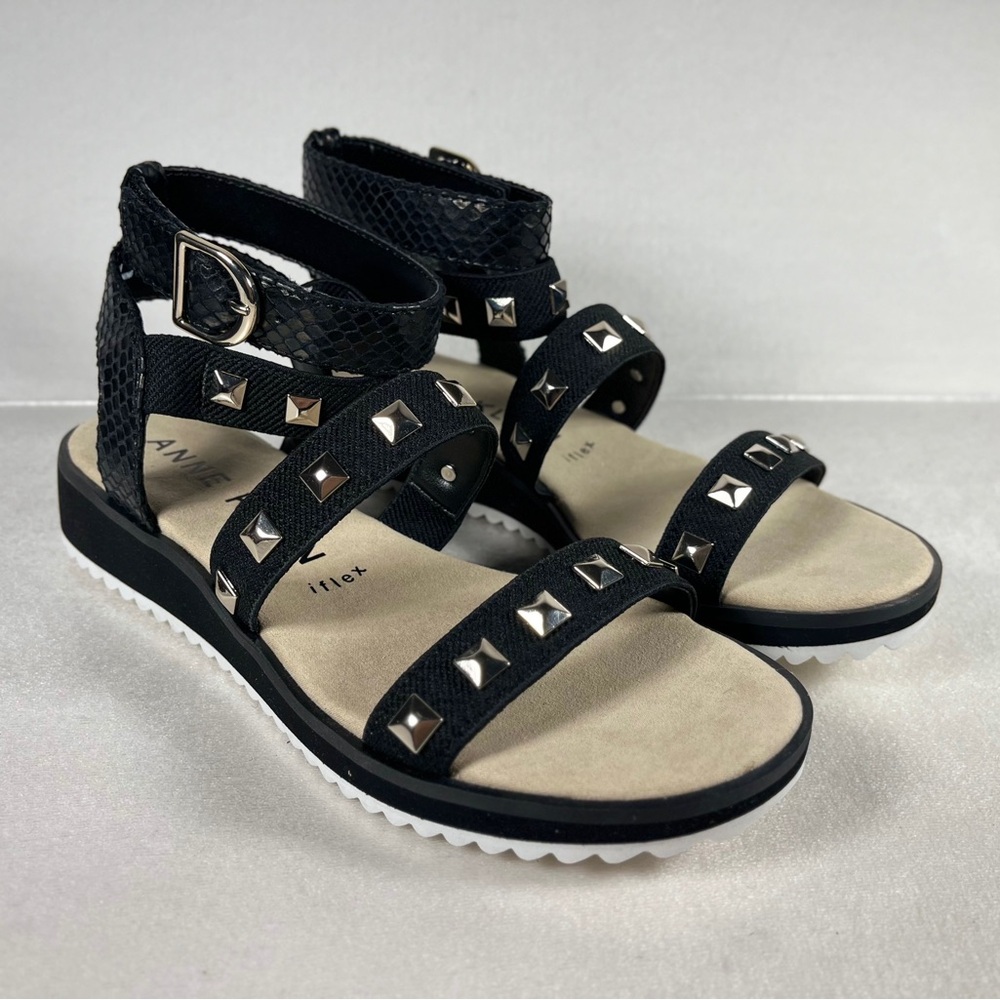 NEW Anne Klein Women’s Malina-S Gladiator Studded Sandal in Black Size 6.5M